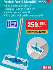 CLEAN&CLEAR YEDEK BEZLİ MENDİLLİ MOP CLEAN&CLEAR YEDEK BEZLİ MENDİLLİ MOP